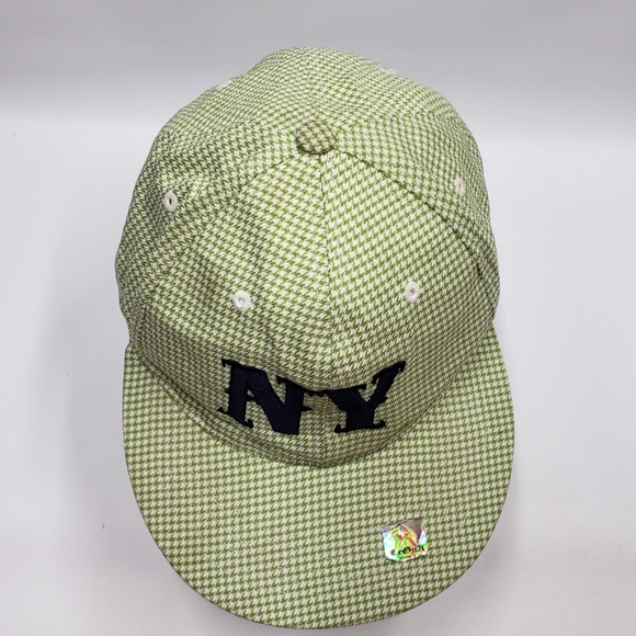 Legna Fitted Cap with NY Logo Green Houndstooth Pattern Size Medium 58cm - Picture 6 of 12